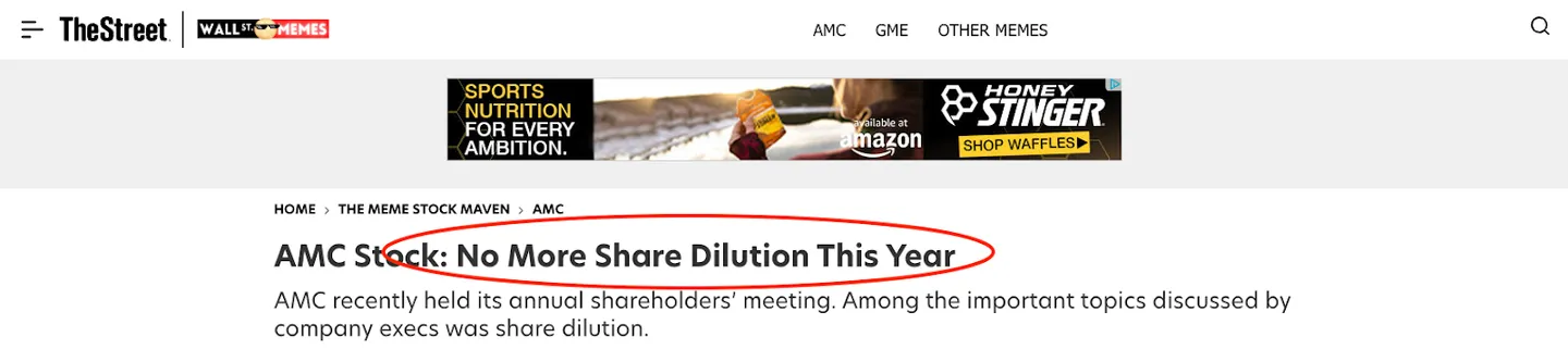 AMC Stock: No More Share Dilution This Year